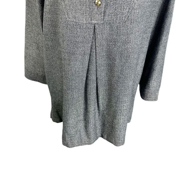 Hot Cotton Gray Herringbone Woven Tunic Top V-Neck Classic Lagenlook size L - Picture 8 of 10